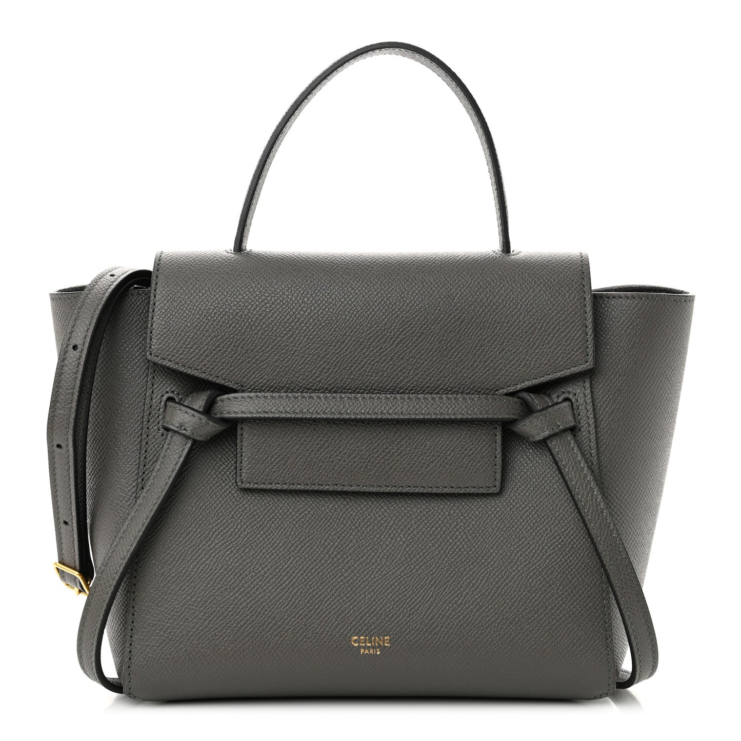Grained Calfskin Nano Belt Bag Grey