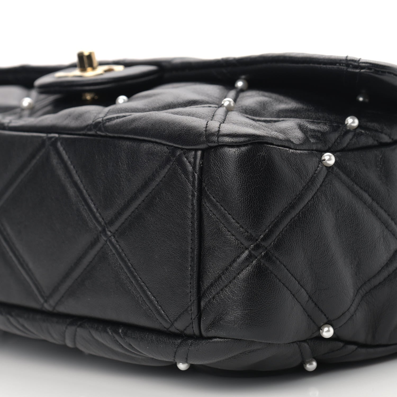 Chanel Lambskin Quilted Pearl Studded Flap Black 9 of 9