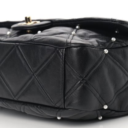 Chanel Lambskin Quilted Pearl Studded Flap Black 9 of 9
