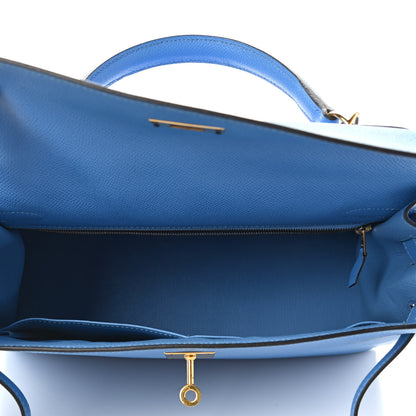 Hermes Epsom Kelly Sellier 32 Bleu Paradis 5 of 10