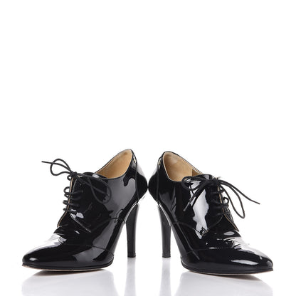 Chanel Patent Calfskin Oxford Lace Up Ankle Booties 36.5 Black 5 of 10