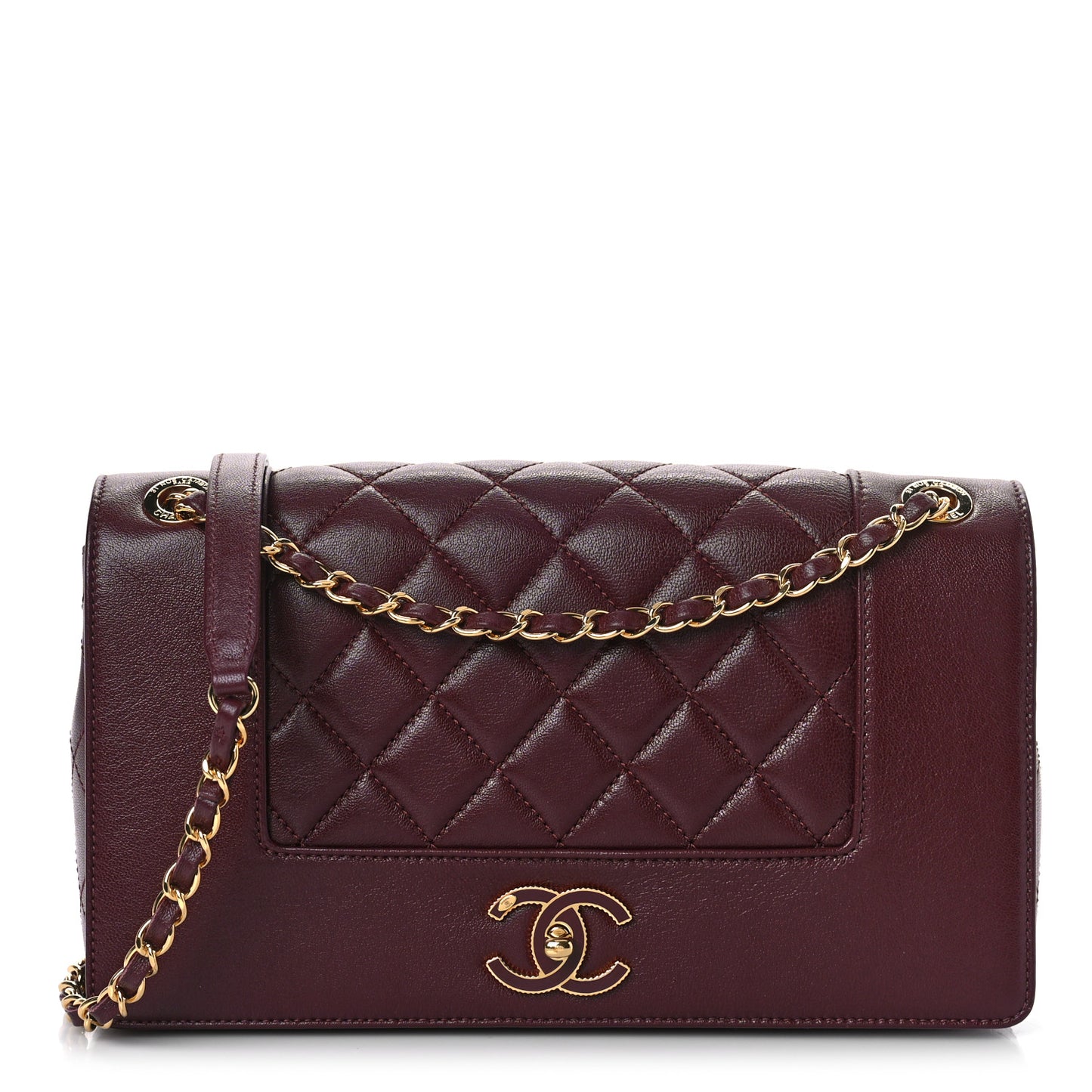 Sheepskin Quilted Vintage Mademoiselle Flap Dark Red
