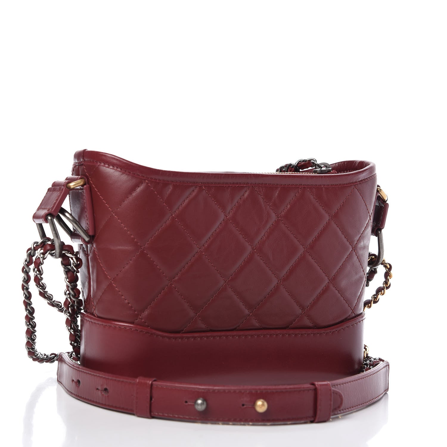 Chanel Aged Calfskin Quilted Small Gabrielle Hobo Burgundy 3 of 10