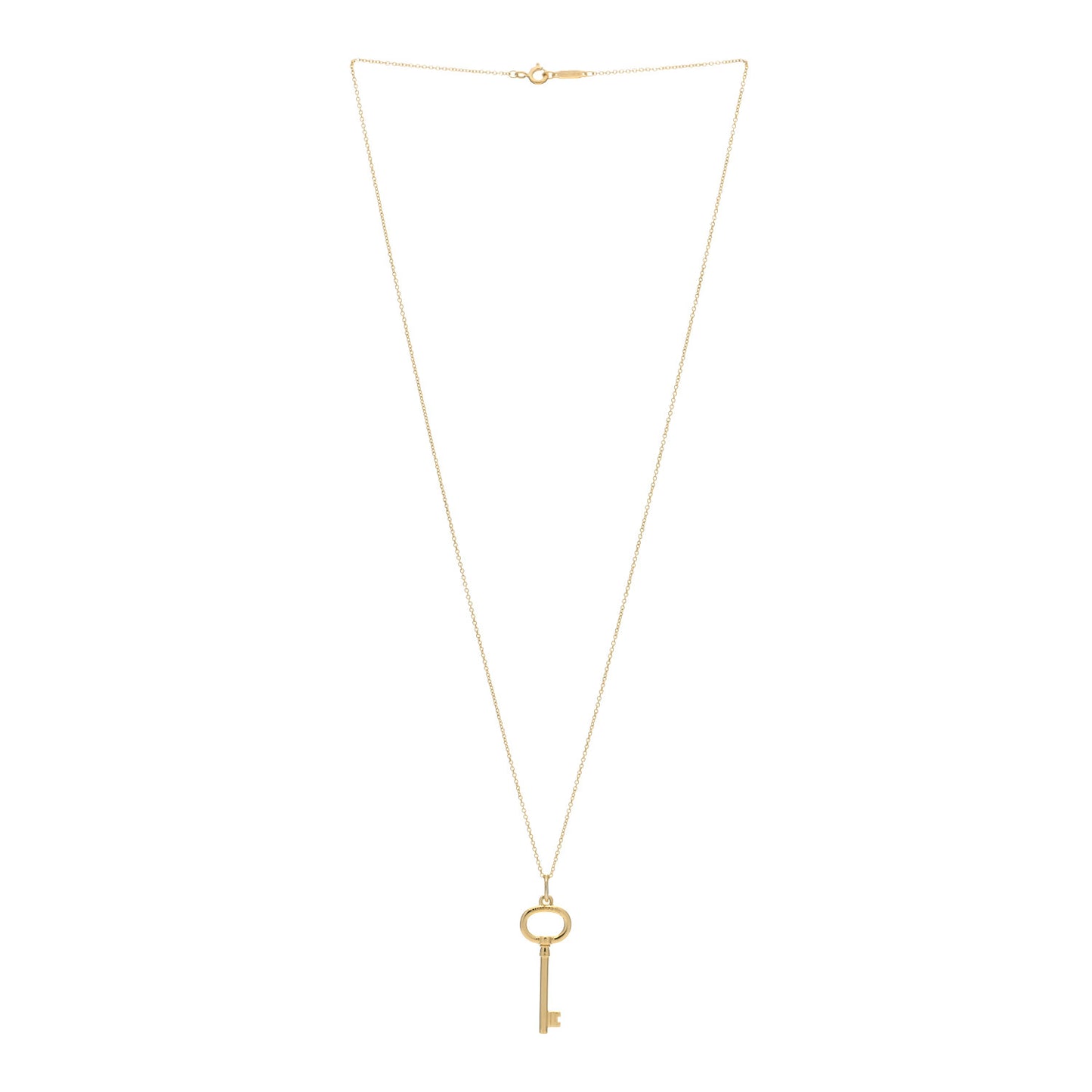 18K Yellow Gold Small Oval Key Pendant Necklace