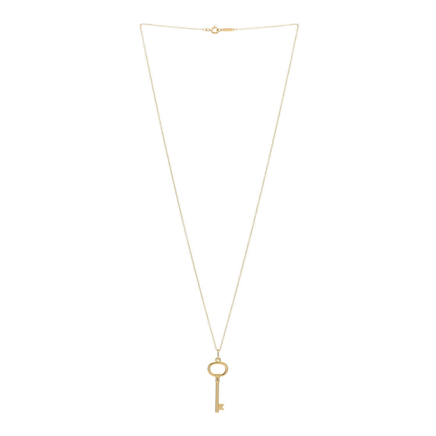 Tiffany 18K Yellow Gold Small Oval Key Pendant Necklace 2 of 4