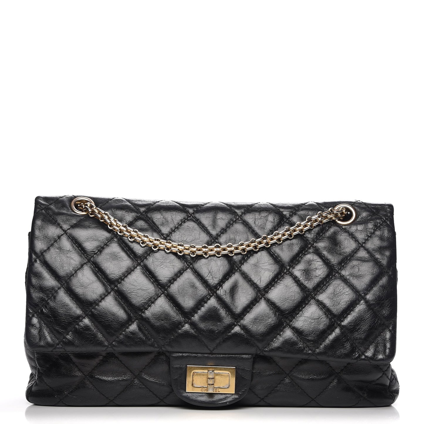 Glazed Calfskin 2.55 Reissue 227 Flap Black