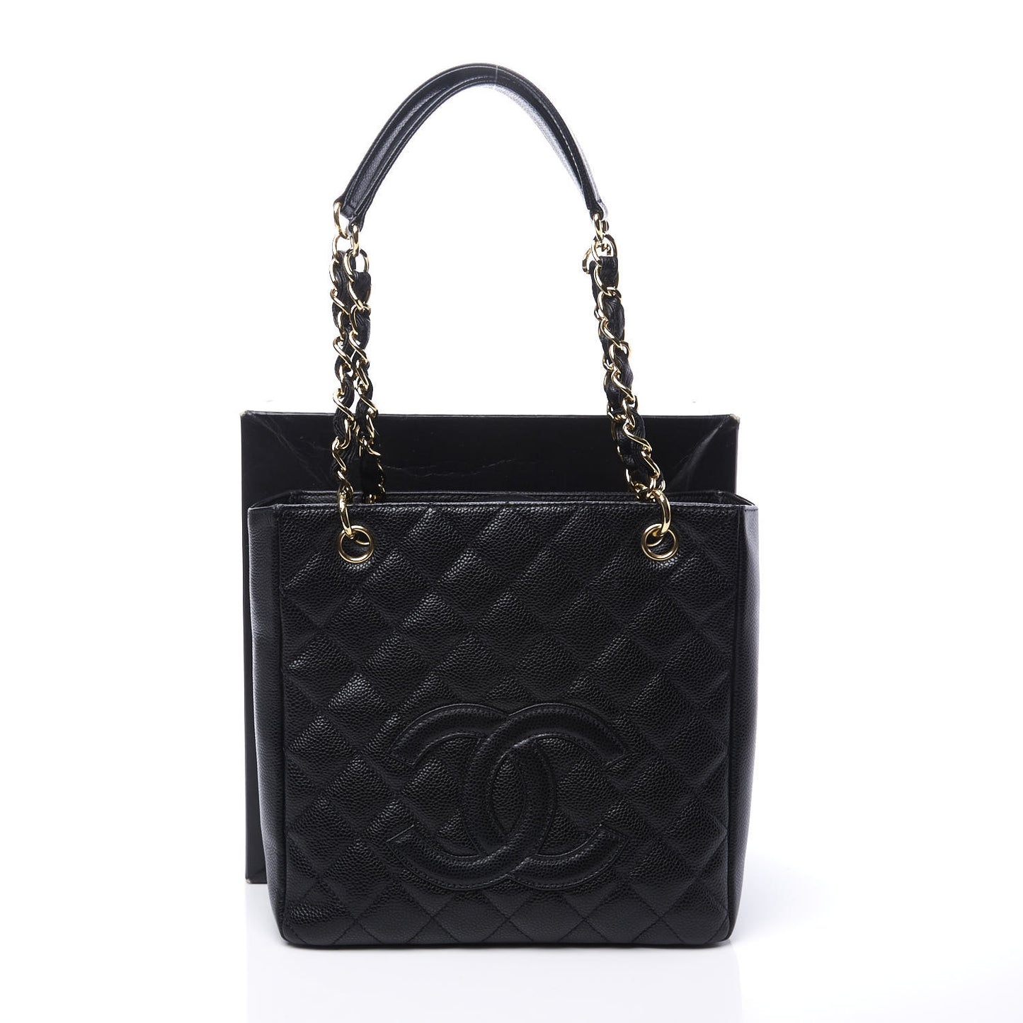 Caviar Quilted Petit Shopping Tote PST Black