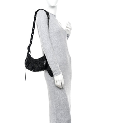 Balenciaga Extra Supple Calfskin Crocodile Embossed Monochrome Le Cagole Shoulder Bag XS Black 2 of 10
