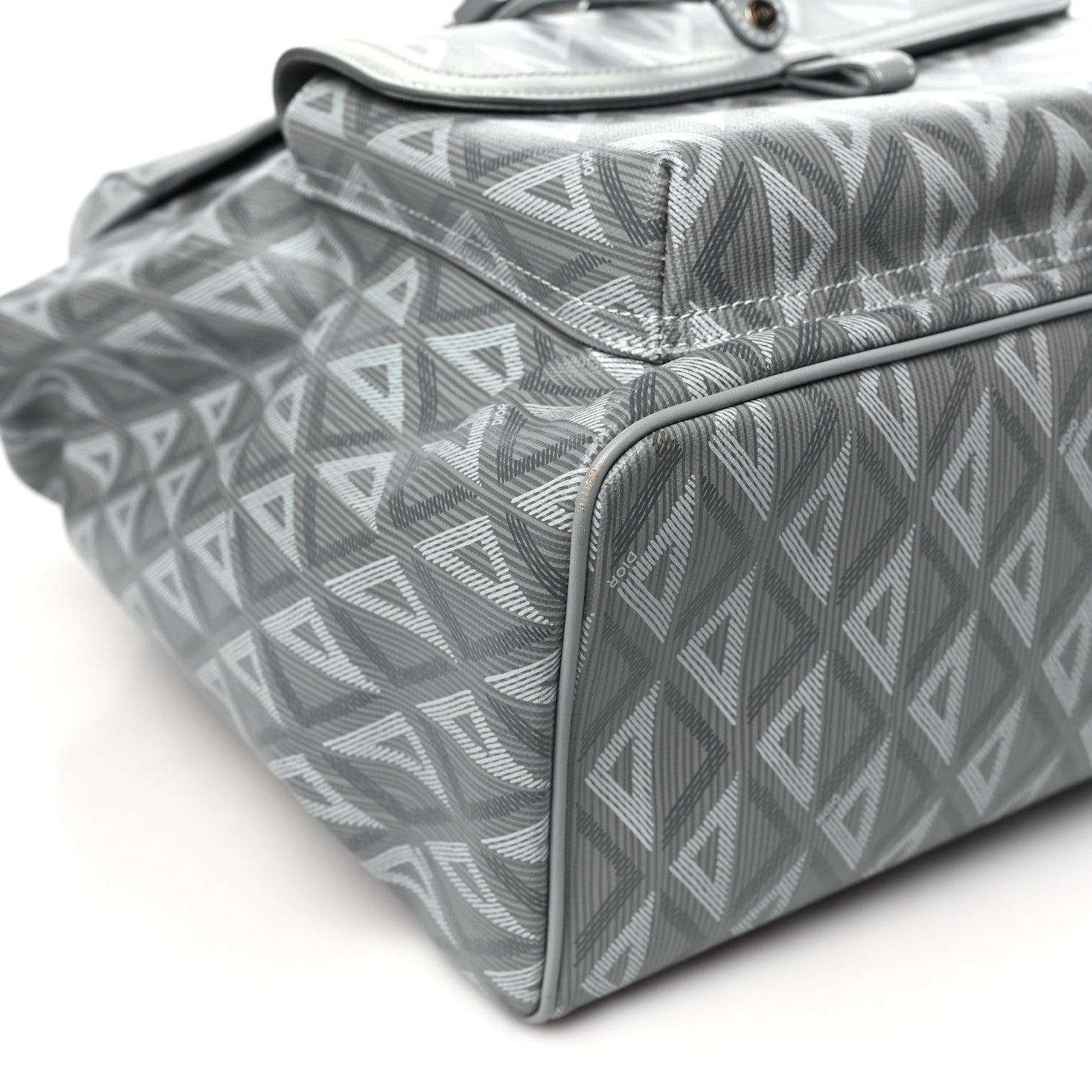 Christian Dior Coated Canvas CD Diamond Flap Backpack Gray 1626945