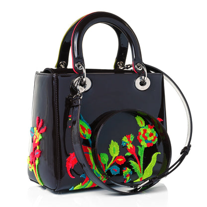 Christian Dior Patent Calfskin Medium Burcak Bingol Of Turkey Lady Dior Art Black Multicolor 3 of 9
