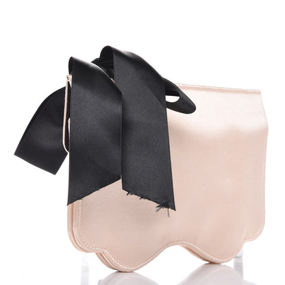 Chanel Satin Bow Flap Clutch Pink Black 3 of 7