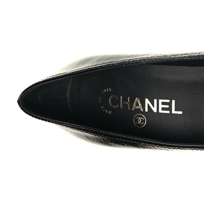 Chanel Patent Calfskin Crystal Cap Toe Logo Pumps 38 Black 9 of 11
