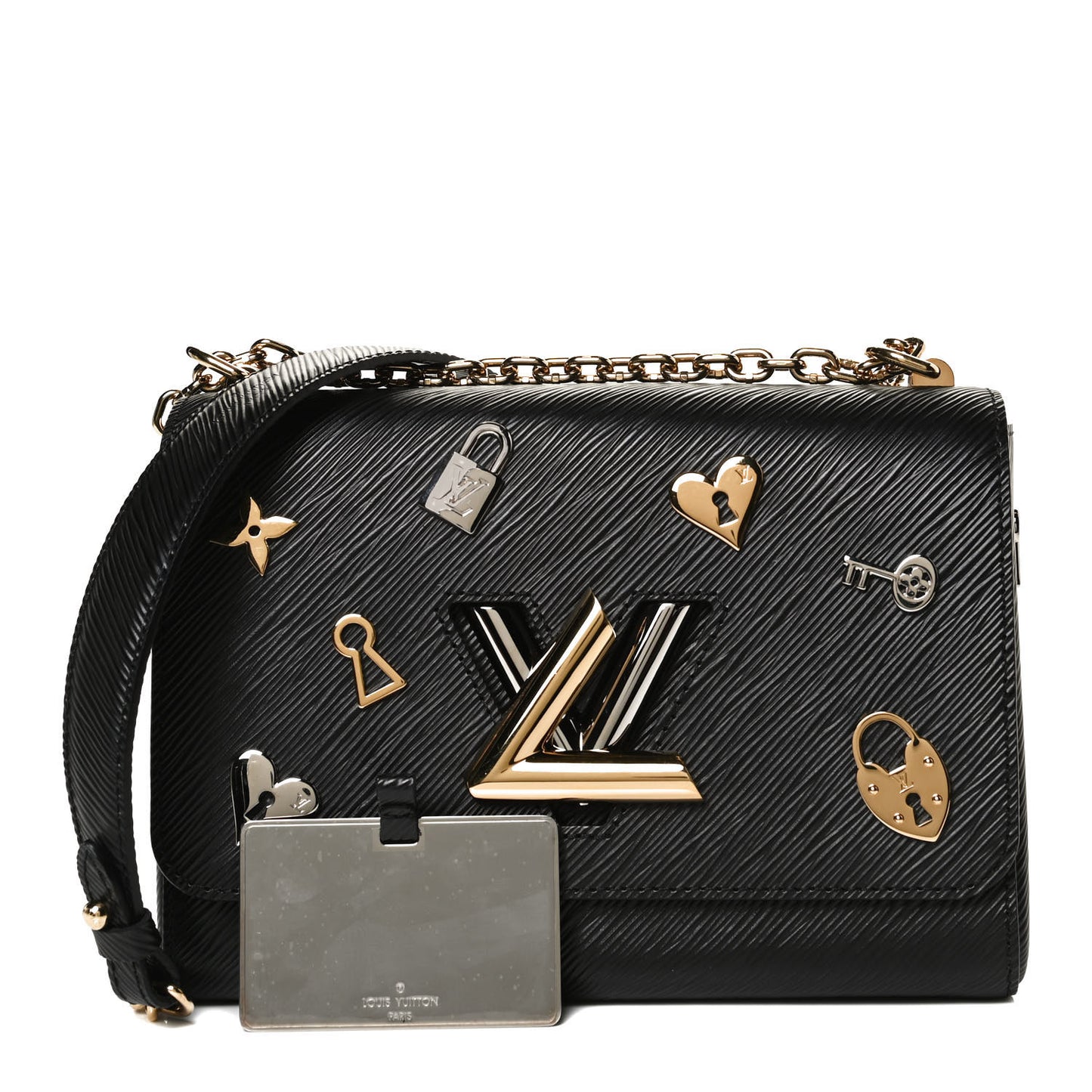 Epi Love Lock Twist Shoulder Bag MM Black