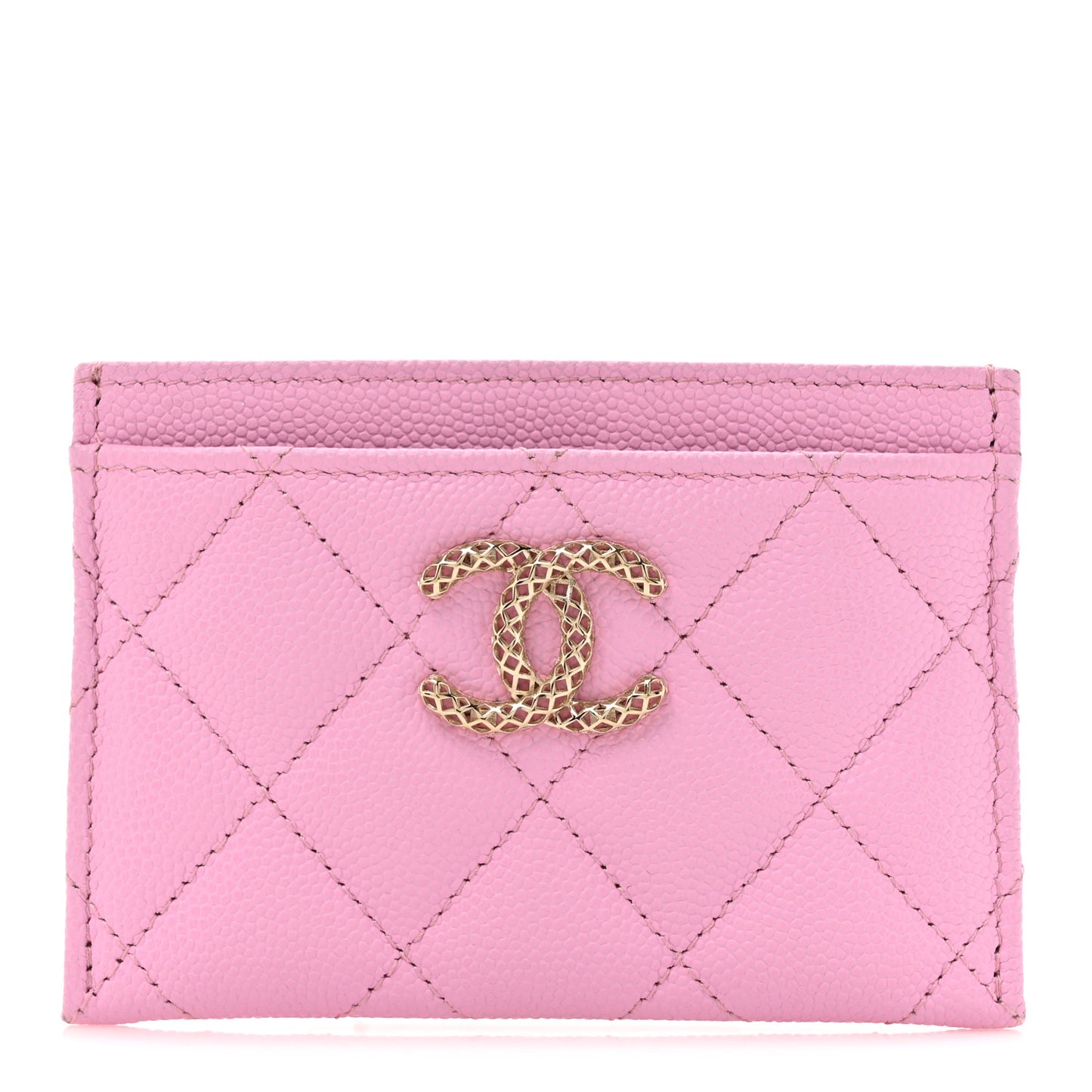 Caviar Metal Perforated Quilted Card Holder Lilas