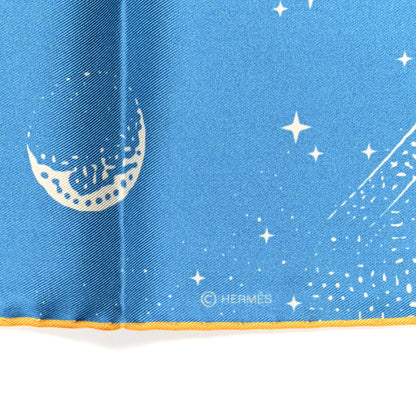 Hermes Silk Clair De Lune Double Face Scarf 90 Black Jaune D'Or Bleu 5 of 9