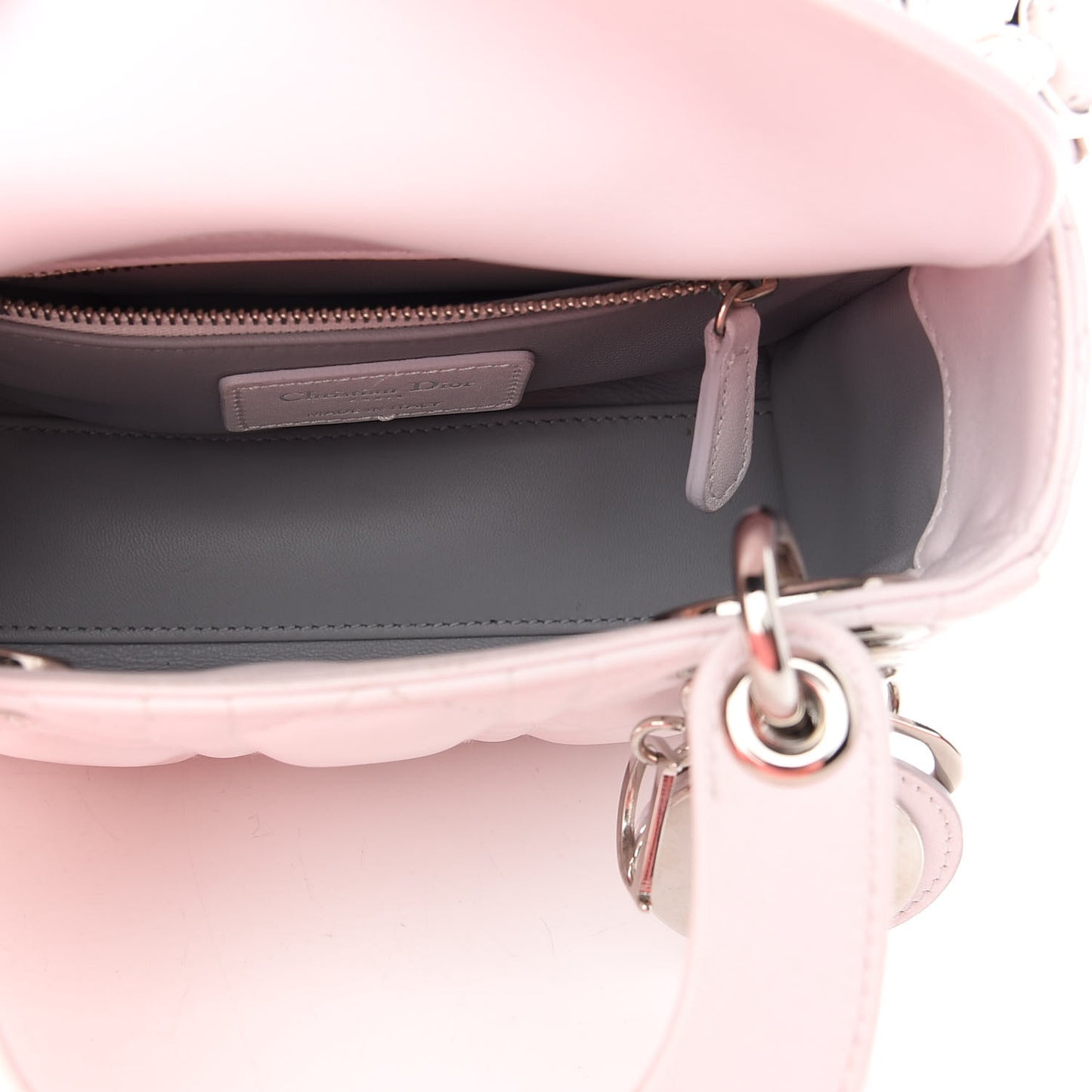 Lambskin Cannage Mini Lady Dior Crystal Strap Off White