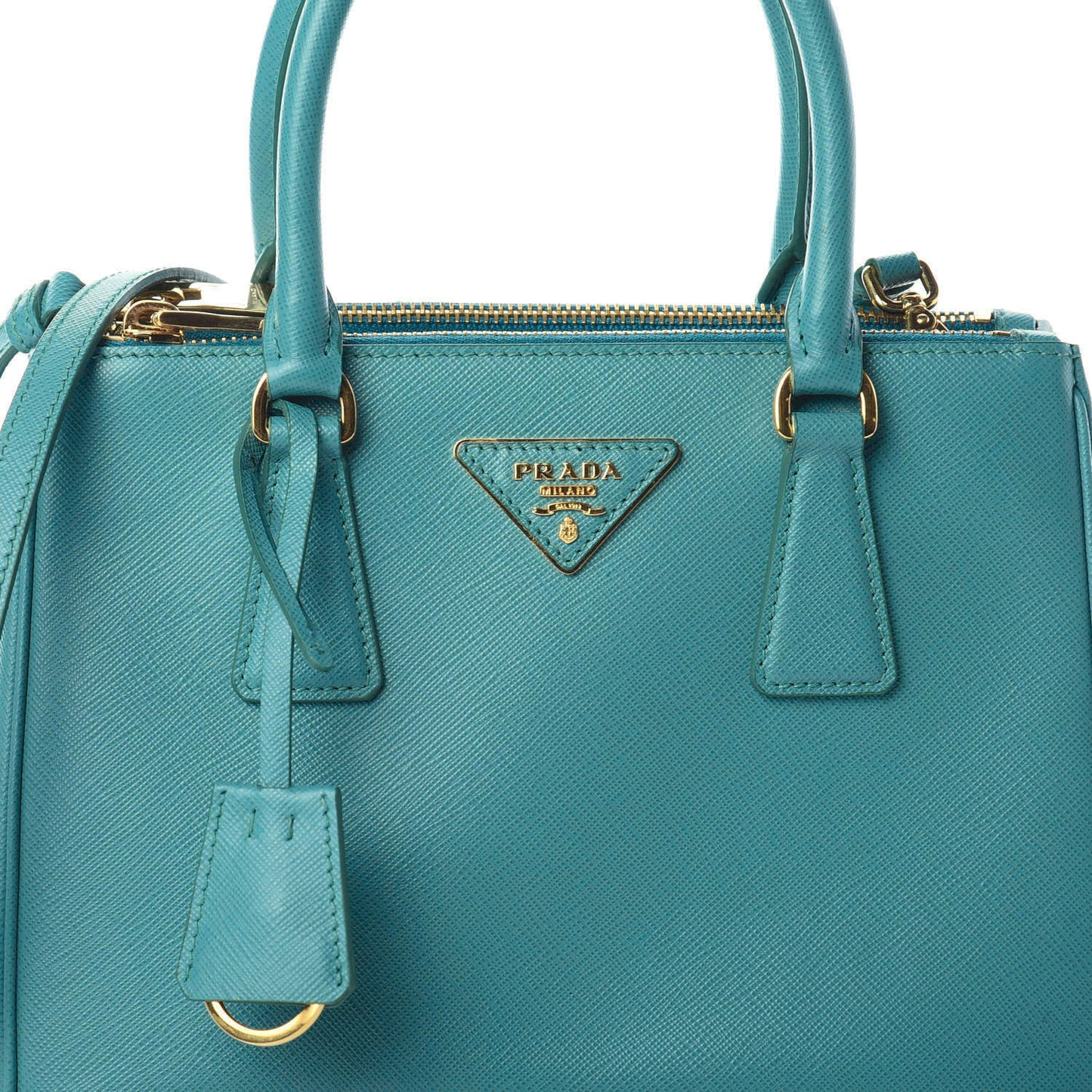 Saffiano Mini Galleria Double Zip Tote Turchese