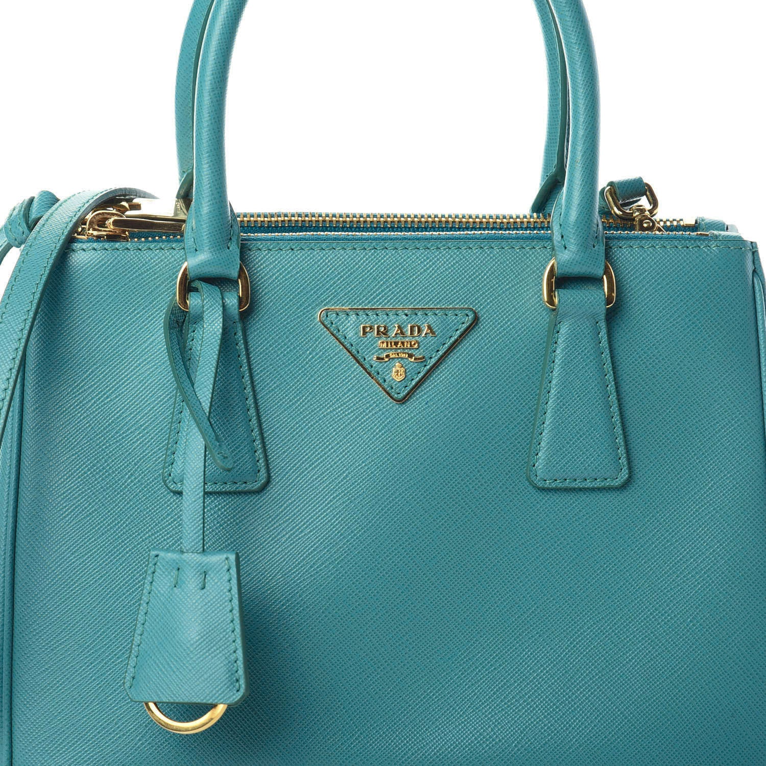 Prada Saffiano Mini Galleria Double Zip Tote Turchese 5 of 9