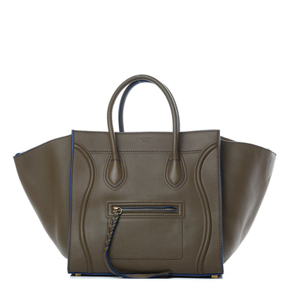 Celine Smooth Calfskin Medium Phantom Luggage Khaki Cobalt Trim 1 of 14