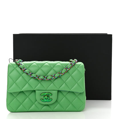 Chanel Lambskin Quilted Mini Rectangular Flap Green Blue 11 of 11