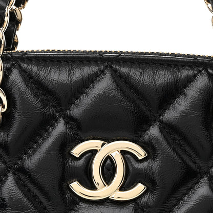 Chanel Shiny Lambskin Quilted Shiny Coco Clutch With Chain Black 8 of 11