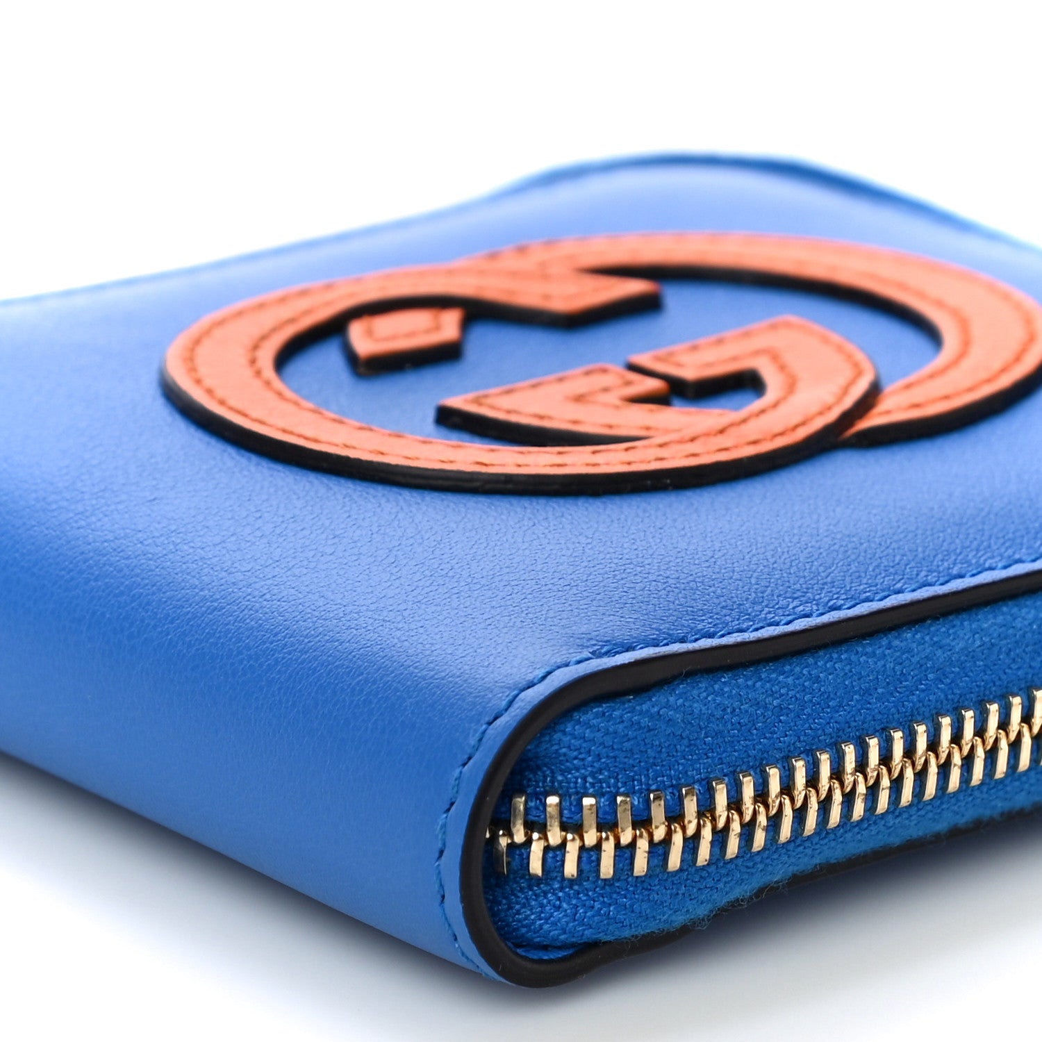 Gucci Vitello Eclipse Interlocking G Zip Around Card Case Wallet Bright Splash Carrot Orange 8 of 10