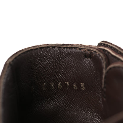 Chanel Suede Patent Calfskin Quilted Cap Toe Short Boots 38 Brown Black 7 of 9