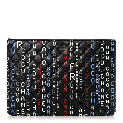 Chanel Lambskin Quilted Large Data Center Cosmetic Case Black 1 of 10