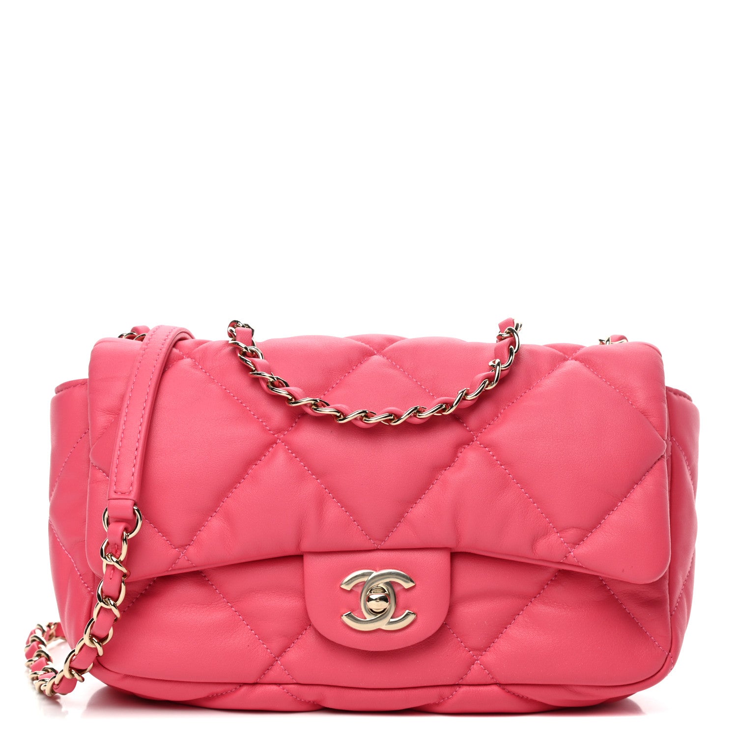 Chanel Calfskin Quilted Medium Bubbly Flap Pink 2 of 8