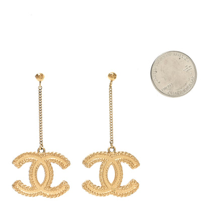 Chanel CC Drop Earrings Matte Gold 2 of 4