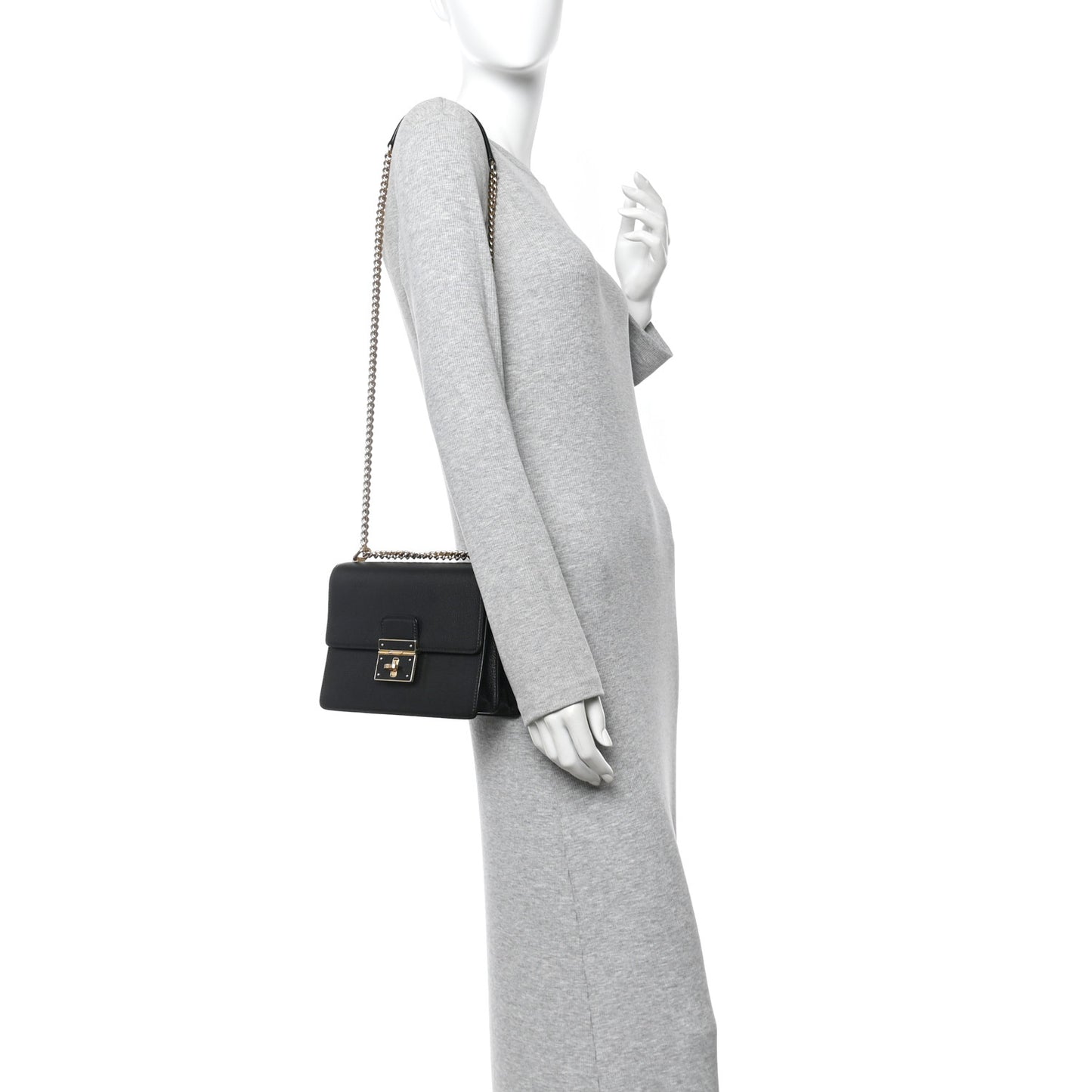 Grained Calfskin Rosalia Shoulder Bag Black