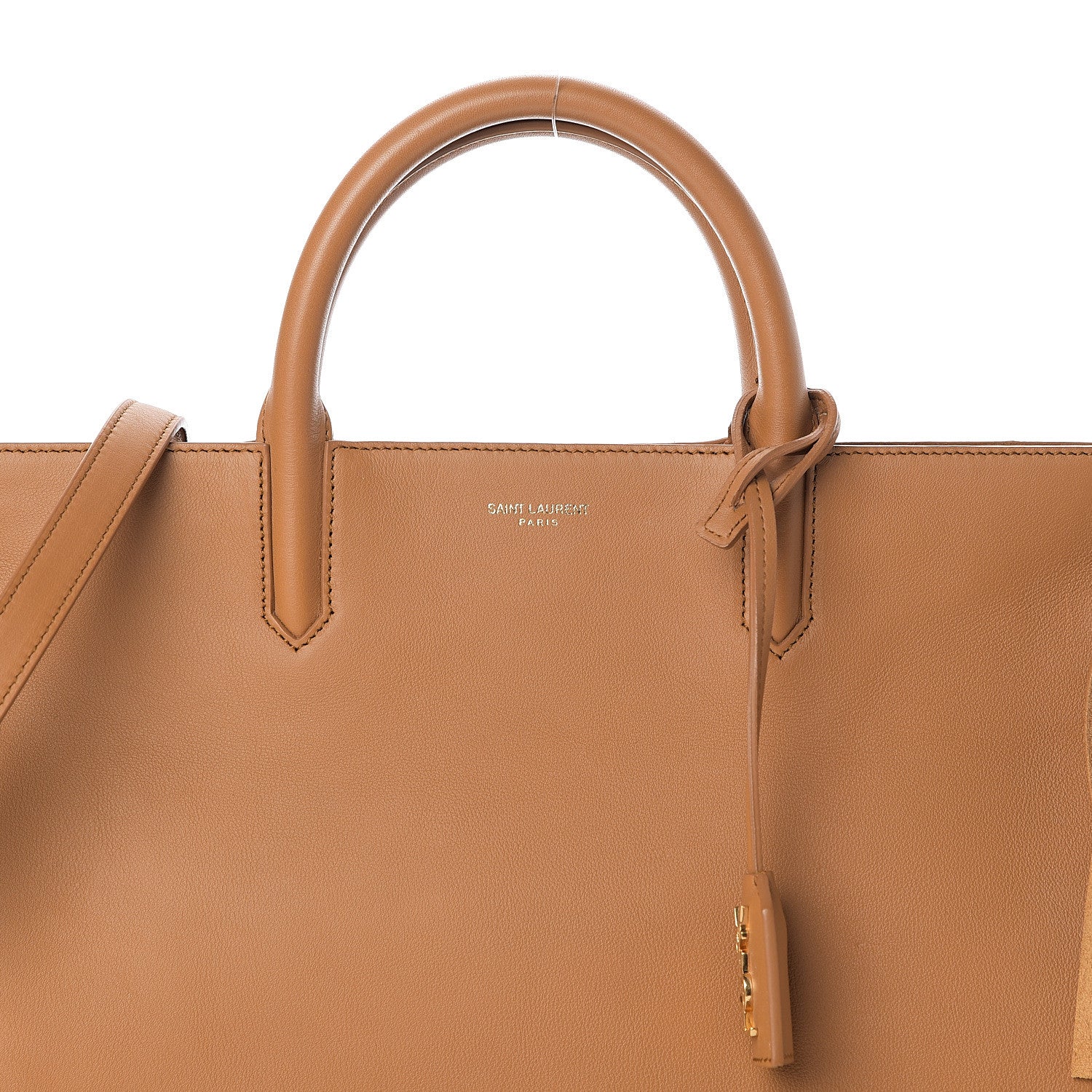 Saint Laurent Calfskin Small Rive Gauche Fringe Tote Tan 6 of 7
