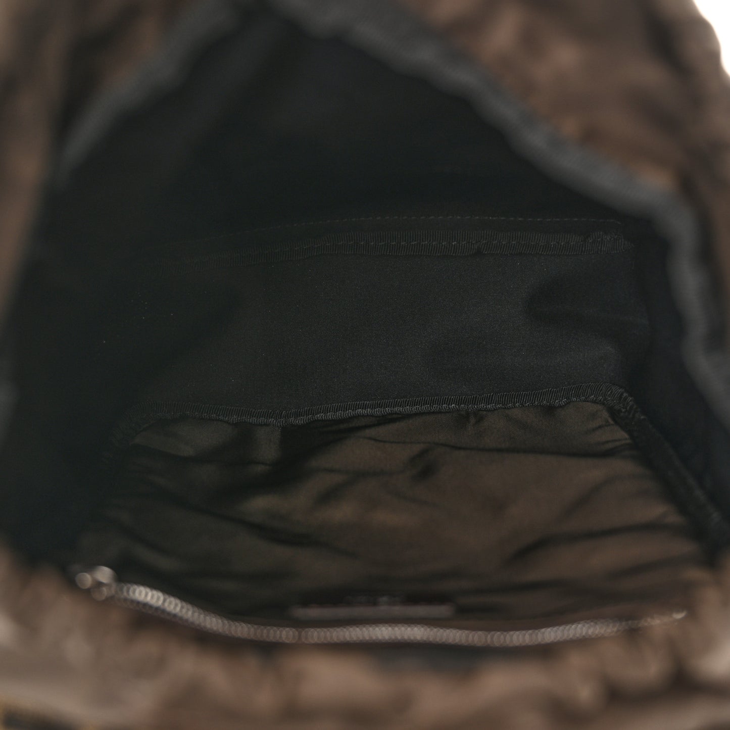 Recycled Fabric Jacquard Vitello Astro FF 1974 Small Fendiness Backpack Tobacco Moro Black