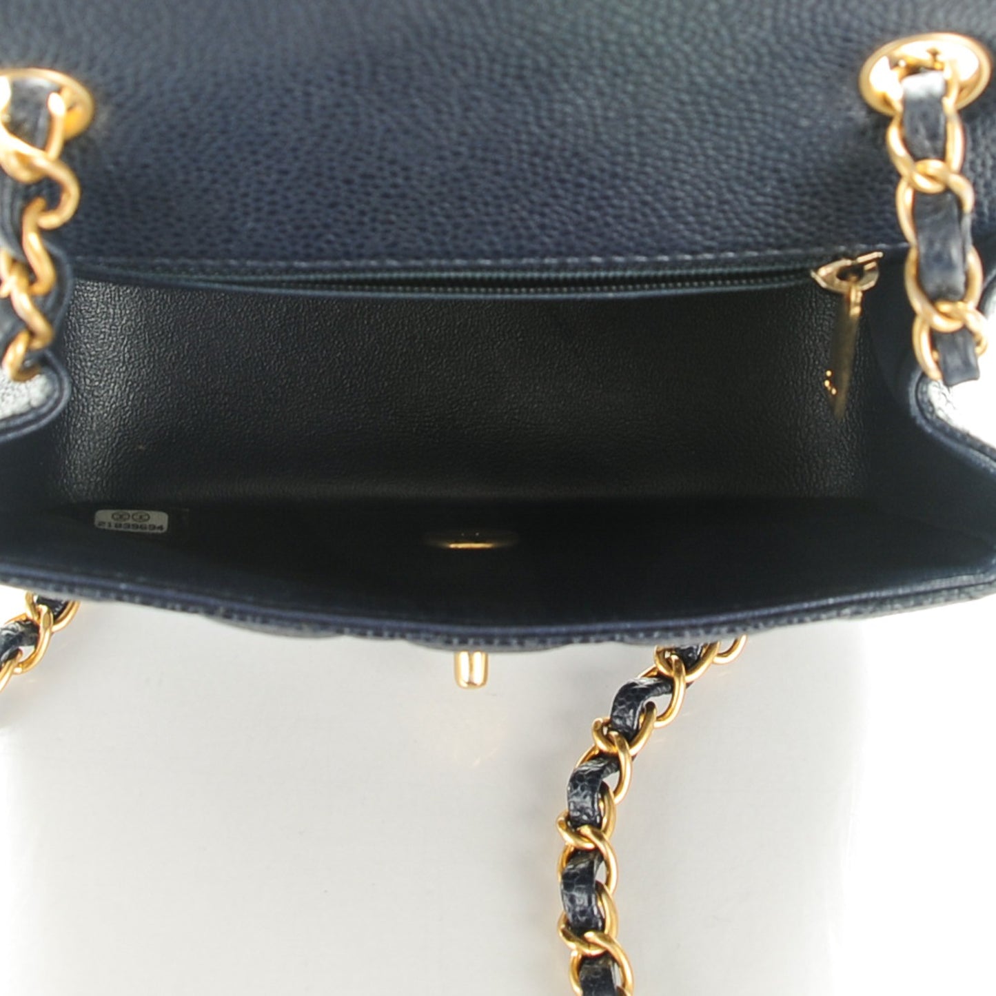 Caviar Quilted Mini Square Flap Navy