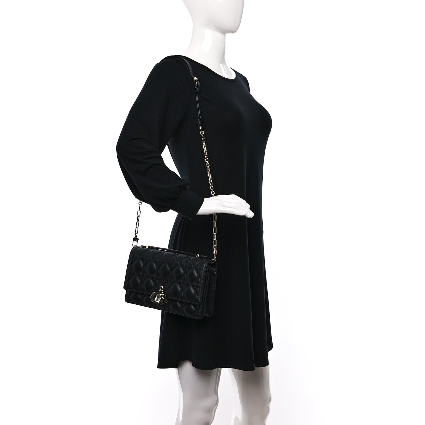 Lambskin Cannage Miss Dior Top Handle Bag Black