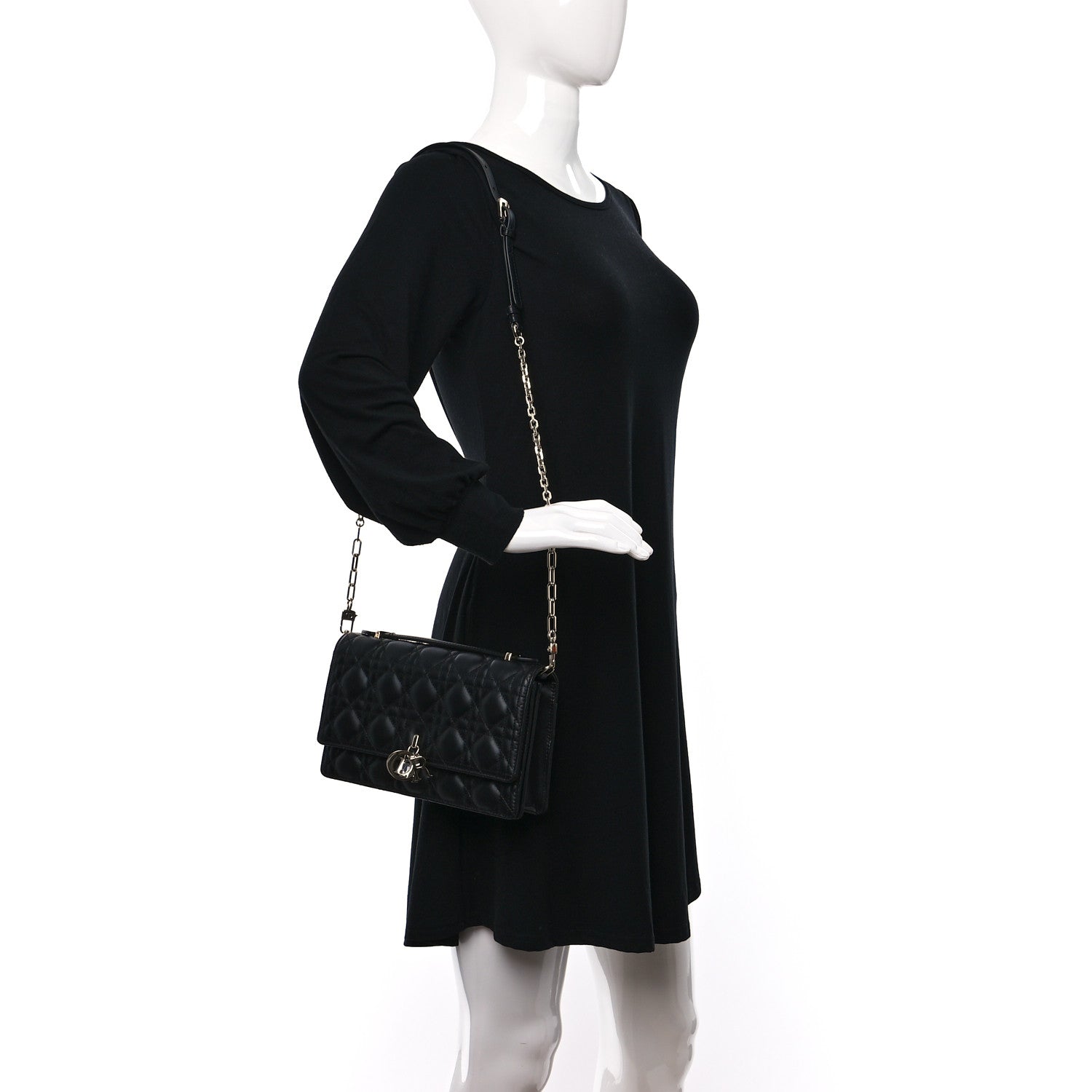 Christian Dior Lambskin Cannage Miss Dior Top Handle Bag Black 2 of 8