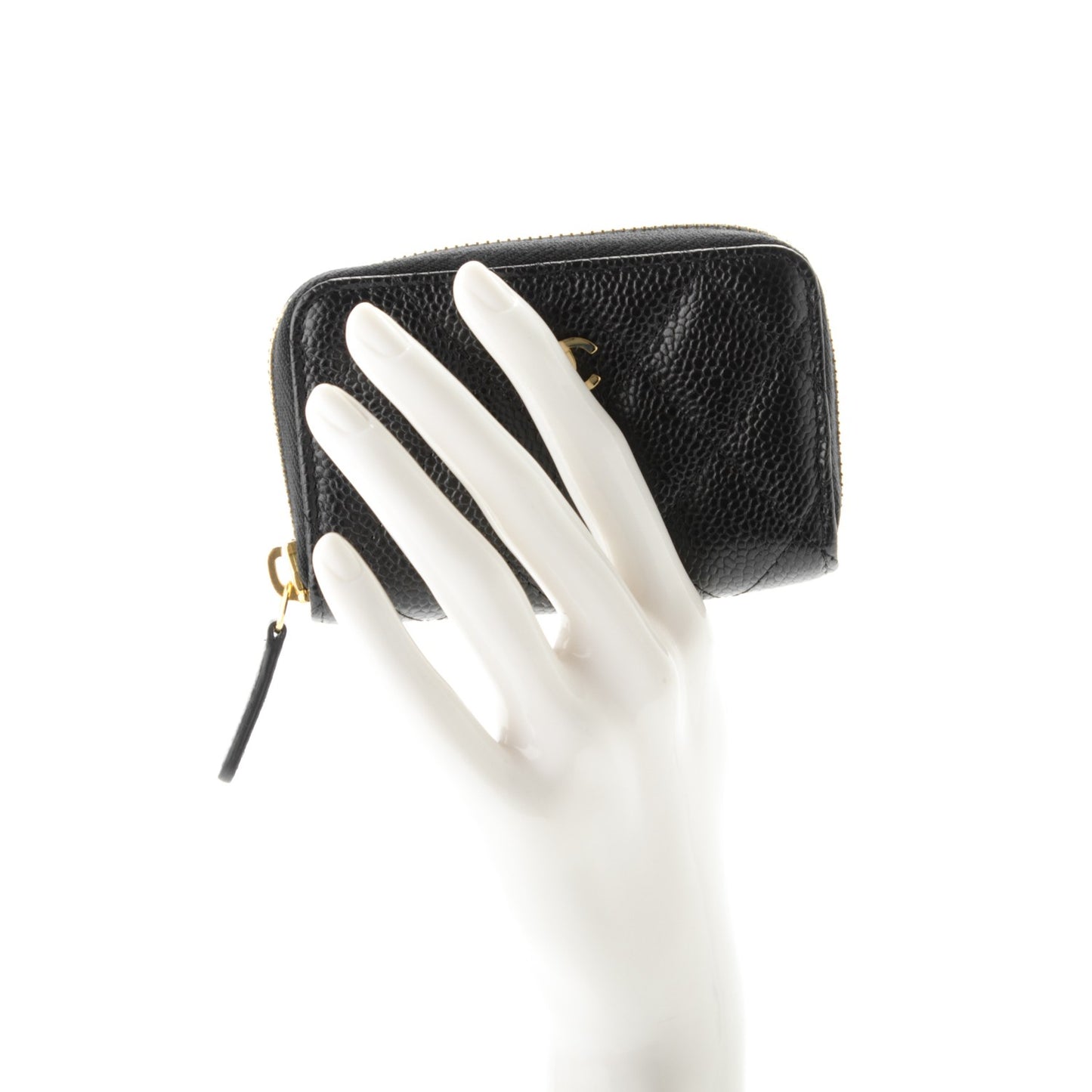 Caviar Quilted Zip Coin Purse Black