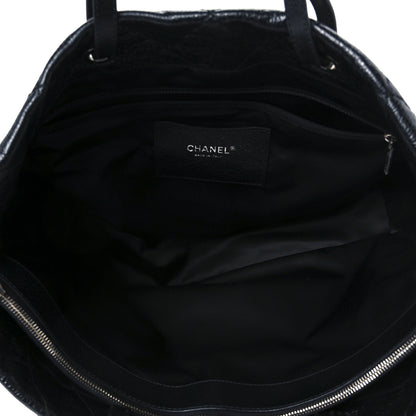Chanel Glazed Calfskin Large On The Road Tote Black 5 of 10