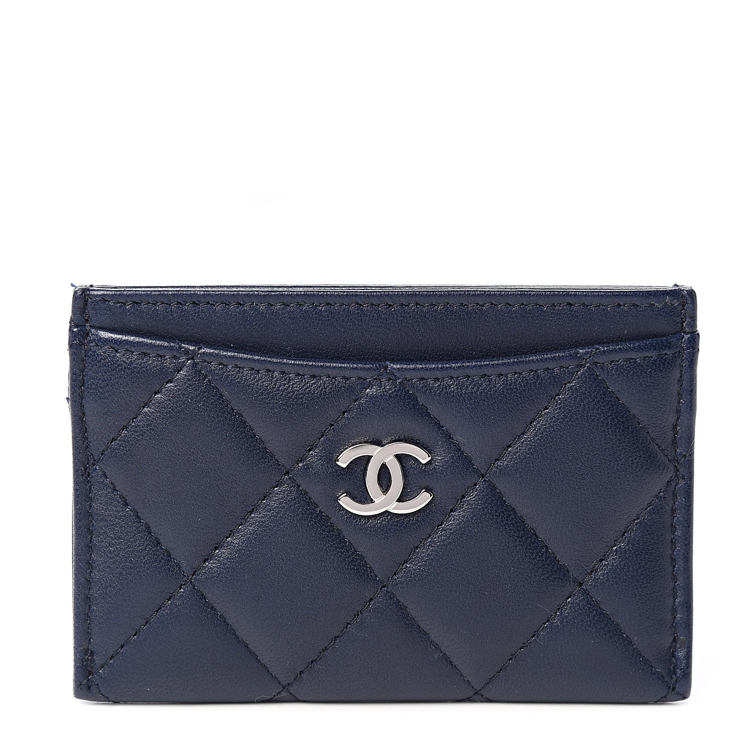 Chanel Lambskin Quilted Card Holder Navy Blue 1 of 8