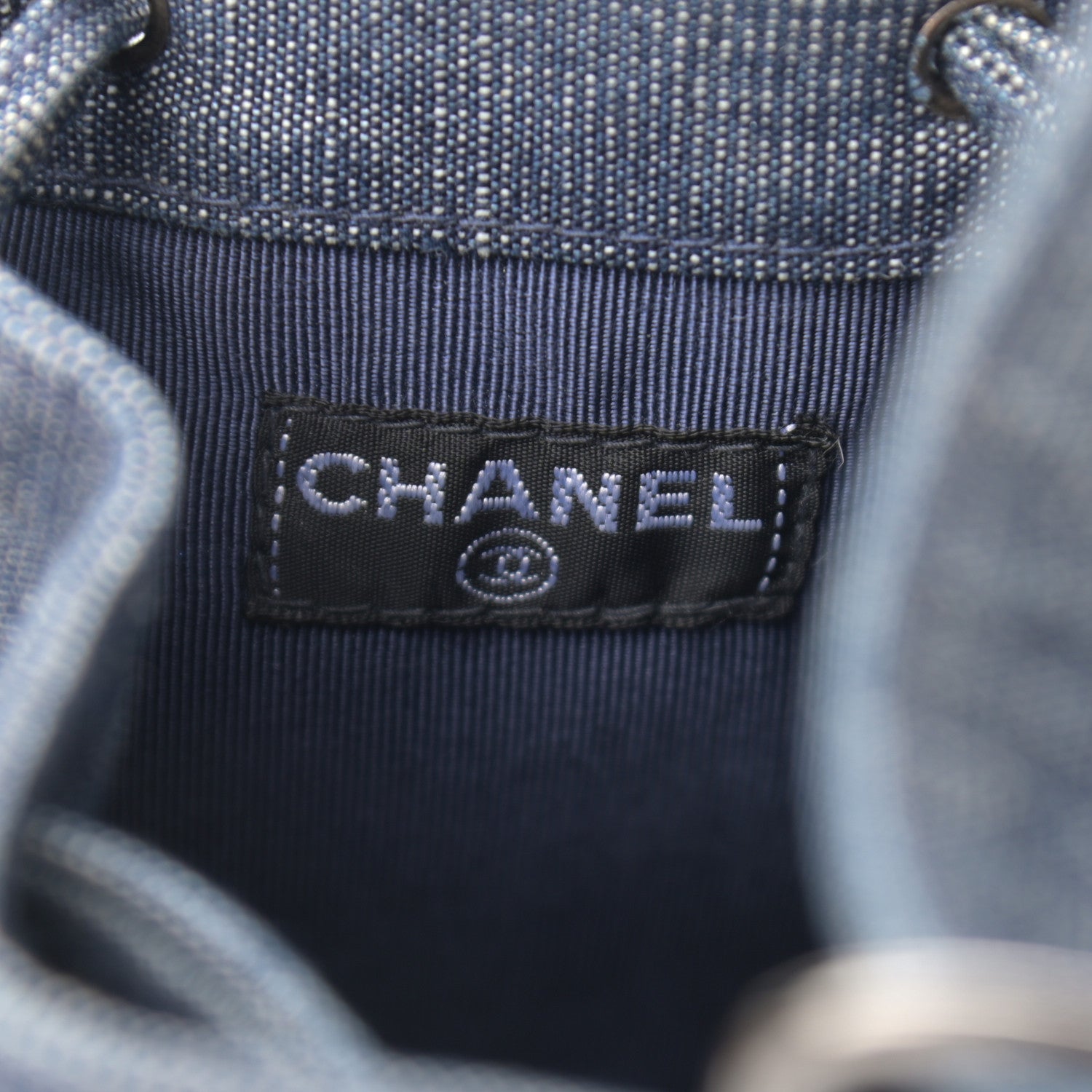 Chanel Sequin Denim Small Drawstring Bucket Bag Blue 6 of 12