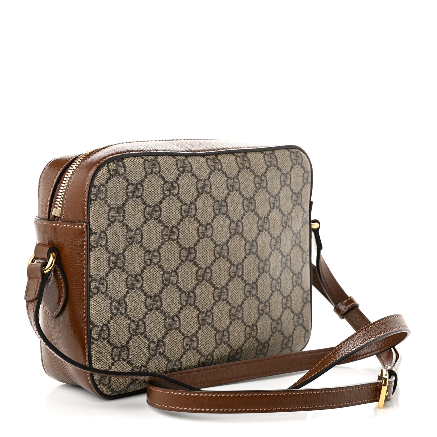 GG Supreme Monogram Small Horsebit 1955 Shoulder Bag Beige Brown Sugar