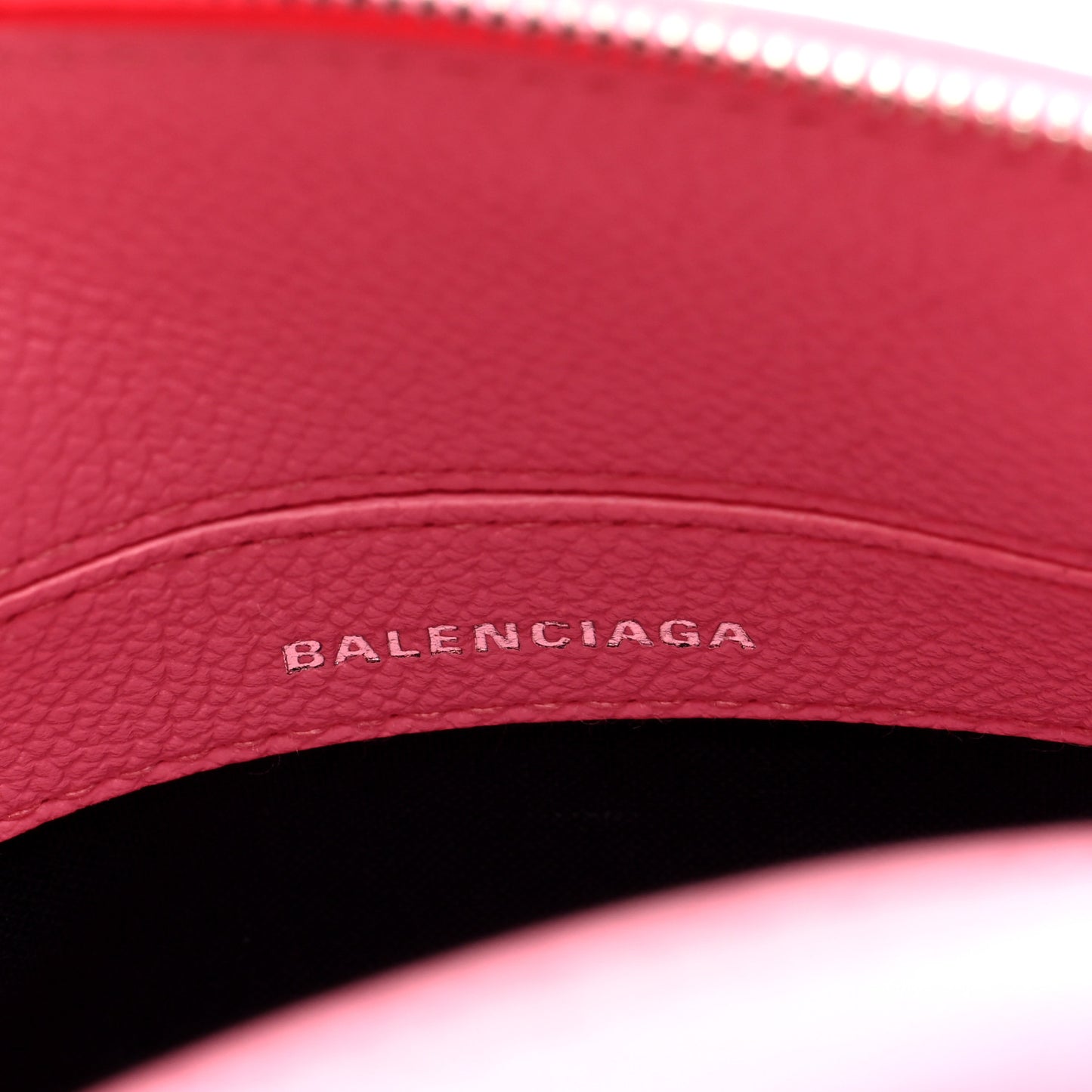 Signature Grained Calfskin Logo XXS Ville Top Handle Bag Rose Bubblegum Black