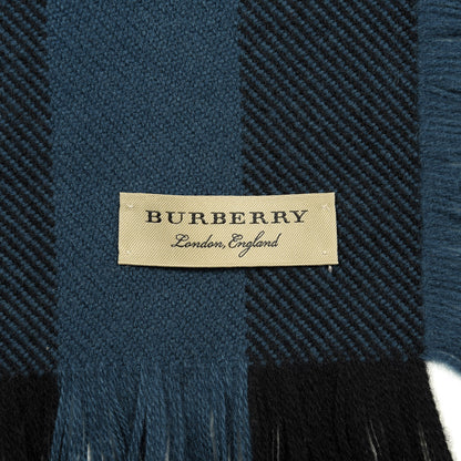 Burberry Wool Half Mega Check Fringe Scarf Steel Blue 3 of 4
