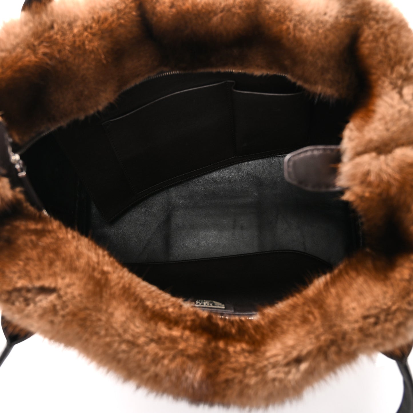 Mink Fur Lux Satchel Coffee