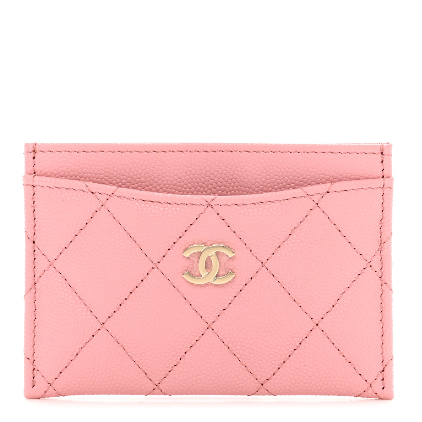 Caviar Quilted Card Holder Pink