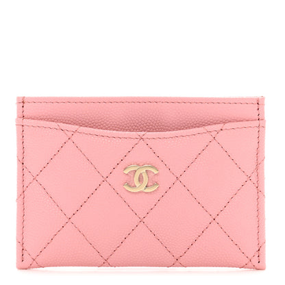Chanel Caviar Quilted Card Holder Pink 1 of 9