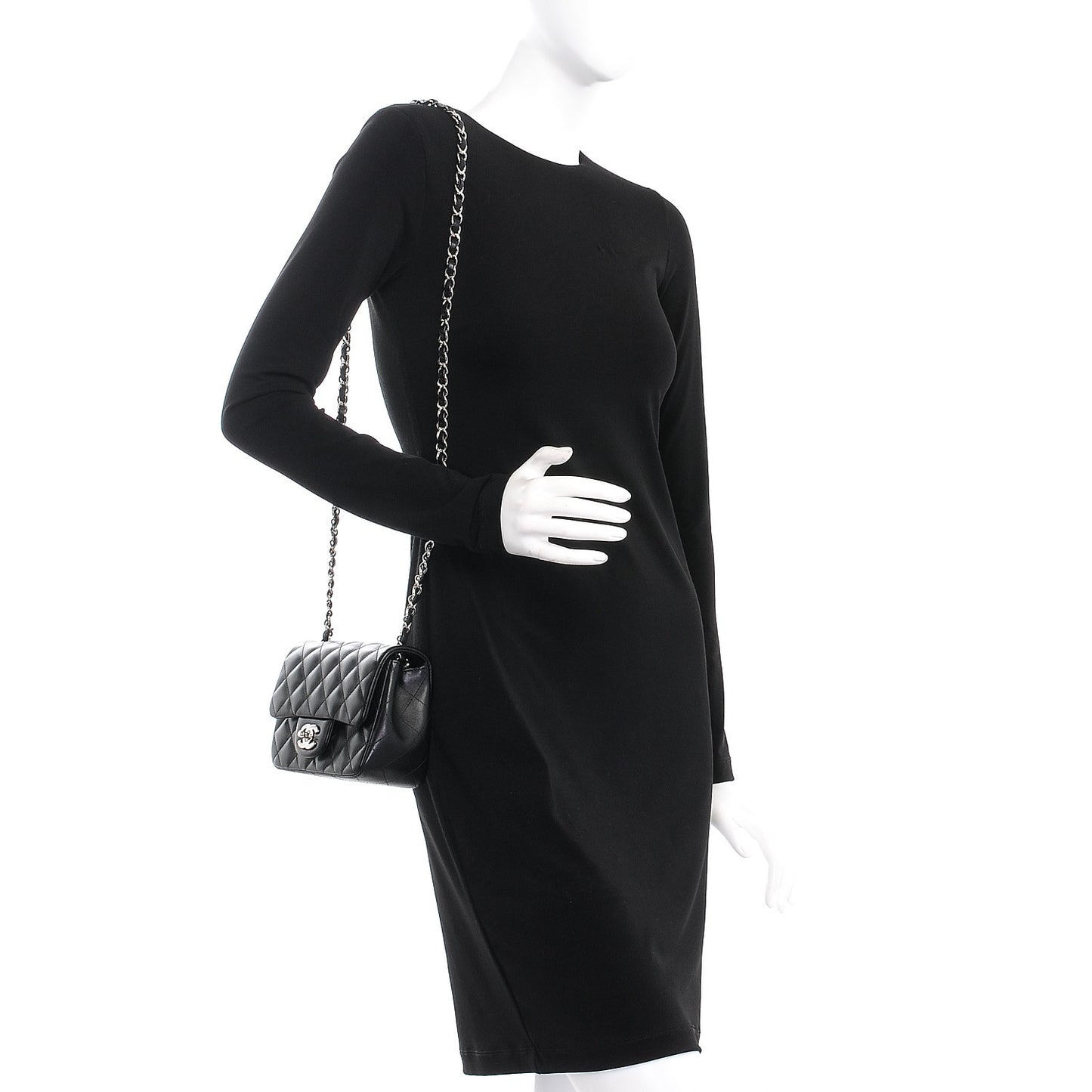 Lambskin Quilted Mini Square Flap Black