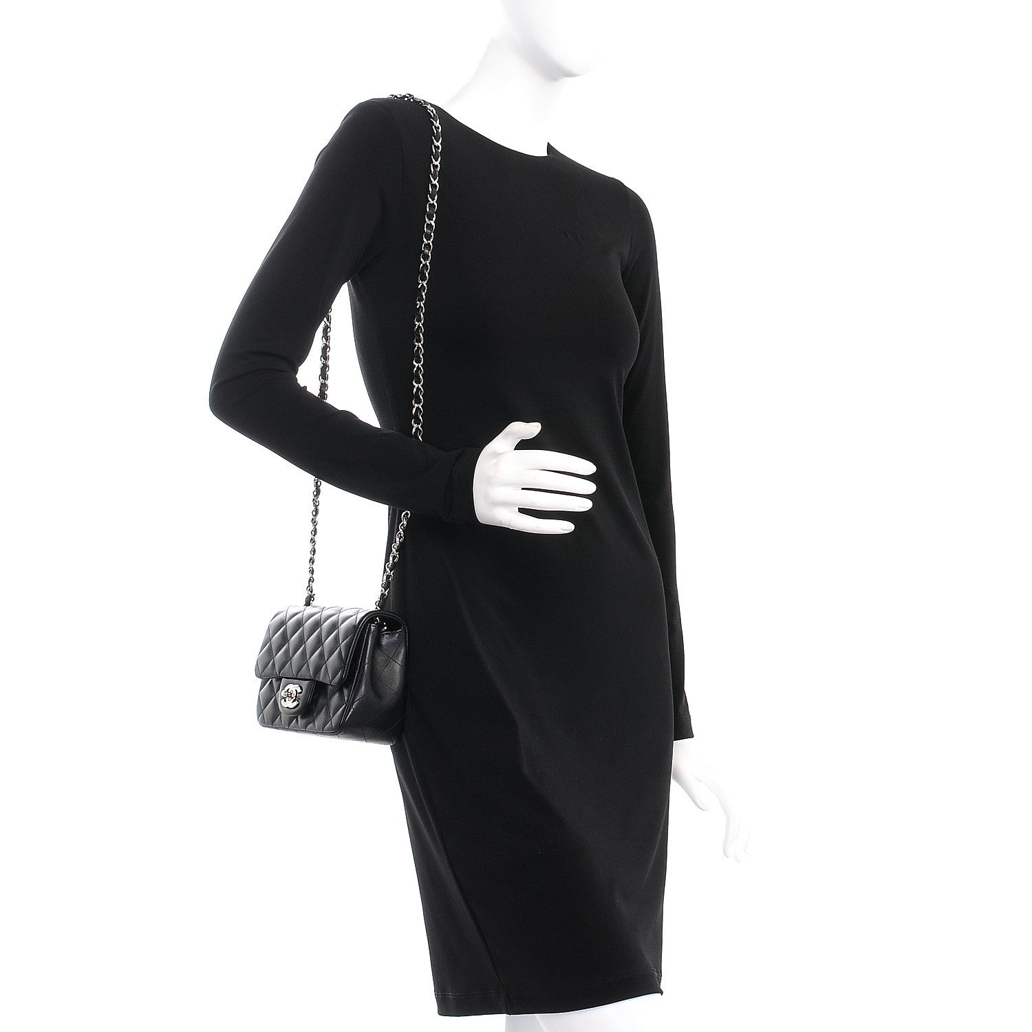 Chanel Lambskin Quilted Mini Square Flap Black 2 of 7