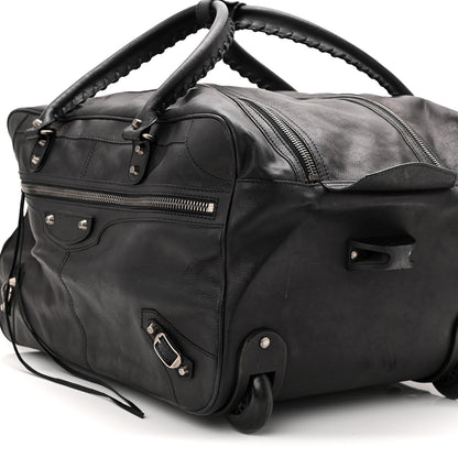 Balenciaga Agneau Silver Hardware Duffle Carry On Travel Bag Black 8 of 9