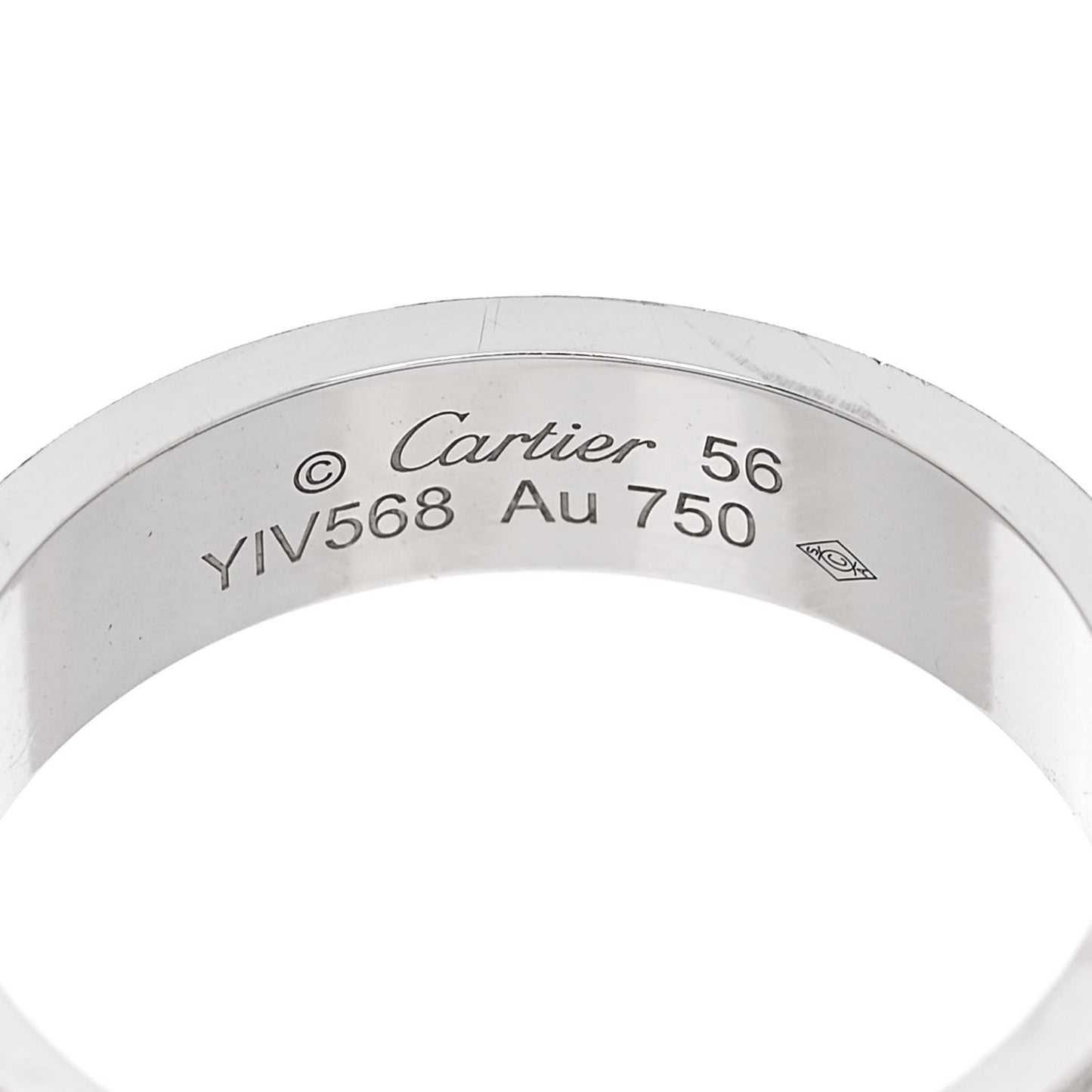 18K White Gold Diamond 5mm LOVE Paved Ring 56 7.75